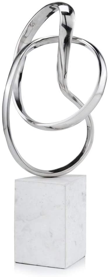 5' 5" X 7' 5" 17' 5" Silver White Marble Abstract