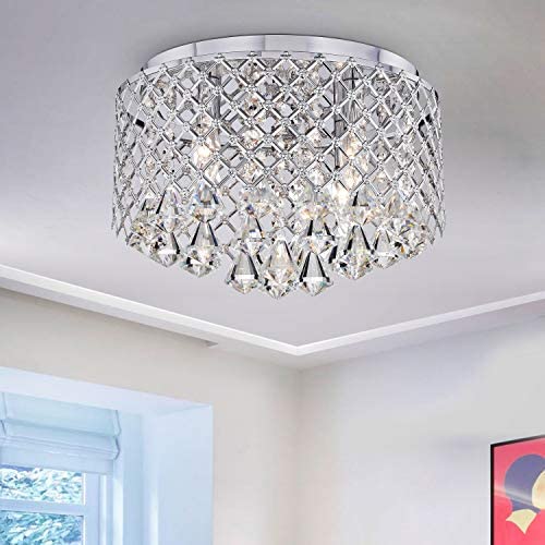 4 Light Flush Mount Fixture Clear Modern Contemporary