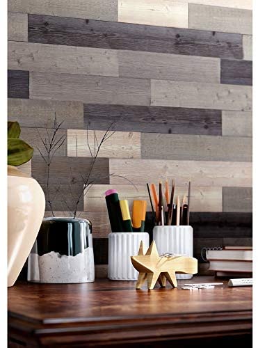 3D Reclaimed Rectangular DIY Peel Stick Mixed Brown Wood Panels Plank Decor 10 / 16sqft Per Box