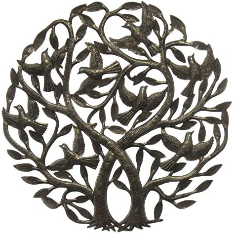 Handmade 'Double Tree Life' Metal Wall Art 24 inch (Haiti)