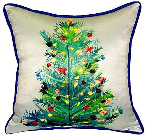 Christmas Tree Multicolor Polyester Indoor/Outdoor Throw Pillow Blue Color Character Modern Contemporary One - Diamond Home USA
