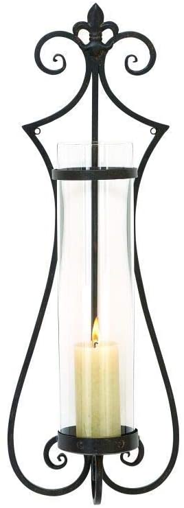 Metal Glass Candle Sconce Black Clear Classic