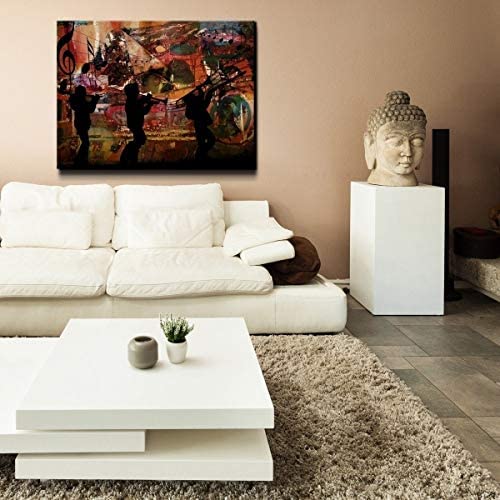 Jazz Trio' Oversized Canvas Wall Art Color Modern Contemporary Rectangle Handmade Includes Hardware - Diamond Home USA