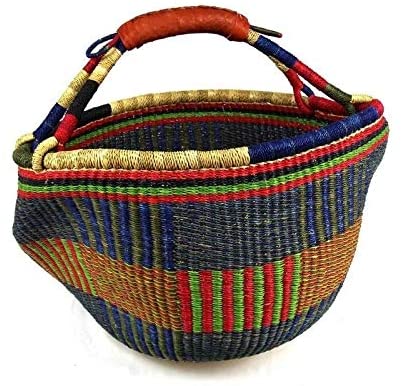 Handmade Large Market Basket Mixed Colors Brown Organic - Diamond Home USA
