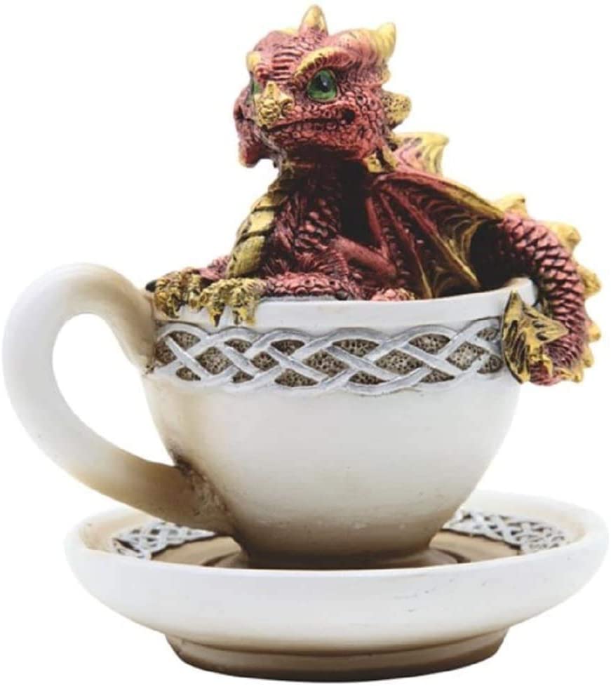 4 5" h Red Dragon Cup Statue Fantasy Decoration Figurine