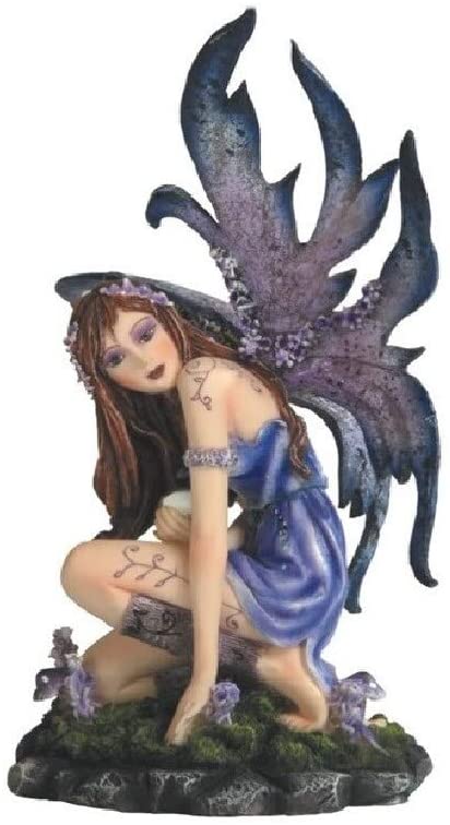 7 5" h Blue Fairy Purple Winged Statue Fantasy Decoration