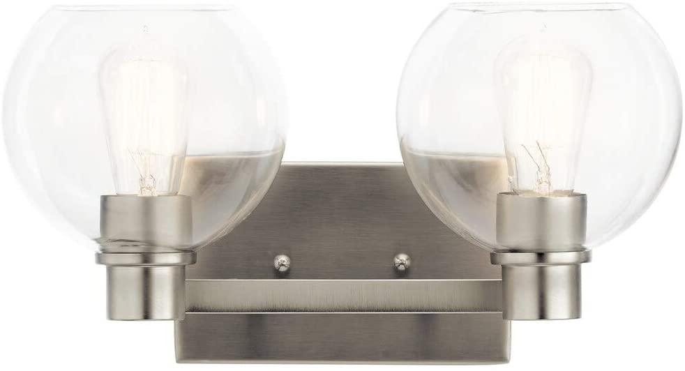 Brushed Nickel 2 Light Vanity Nickel Transitional Glass