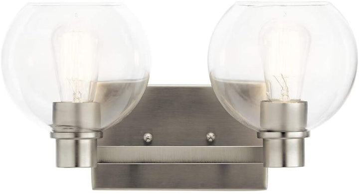 Brushed Nickel 2 Light Vanity Nickel Transitional Glass