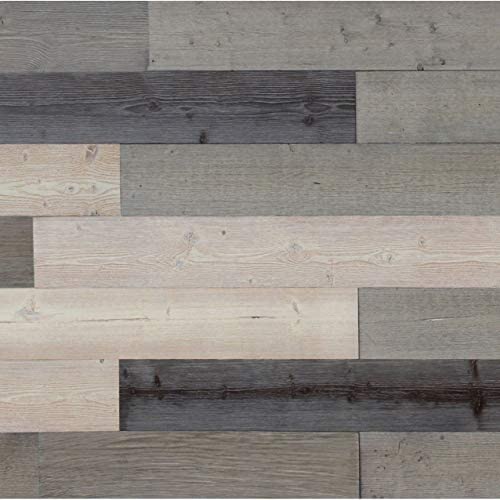 3D Reclaimed Rectangular DIY Peel Stick Mixed Brown Wood Panels Plank Decor 10 / 16sqft Per Box