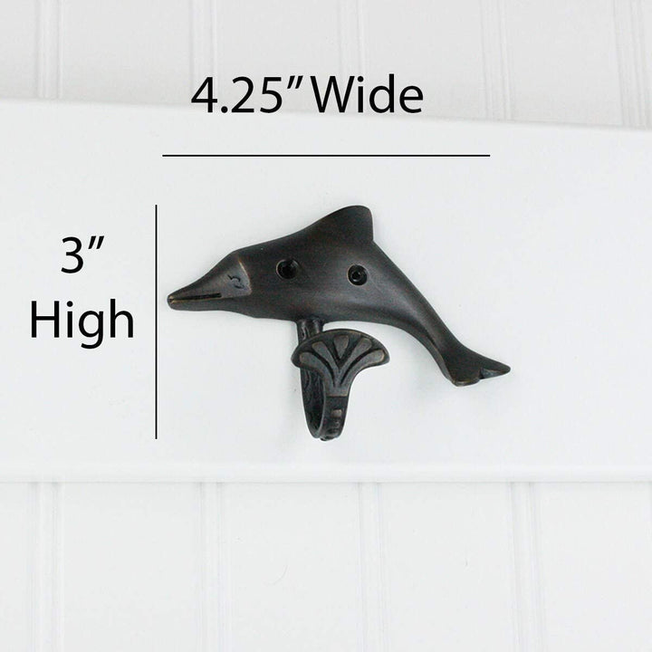 Oil Rubbed Bronze Dolphin Wall Hooks Set 4 Brass Satin - Diamond Home USA