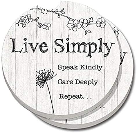Absorbent Stone Car Coaster Live Simply (Set 2) Color