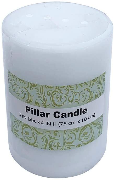 3 X 4 Inch White Pillar Candles Set 24 Wax Handmade - Diamond Home USA