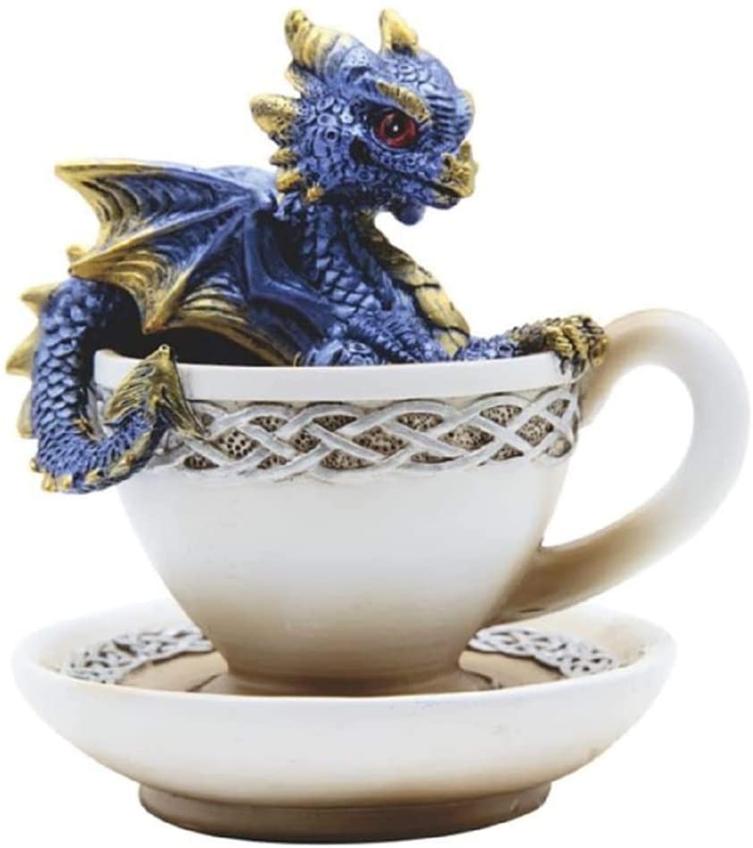 4 5" h Blue Dragon Cup Statue Fantasy Decoration Figurine