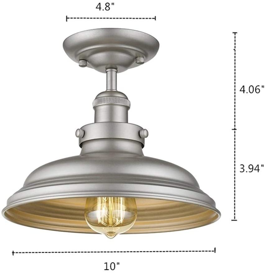 Transitional 1 Light Silver Painted Semi Flush Mount Industrial Steel Bulbs Included Dimmable