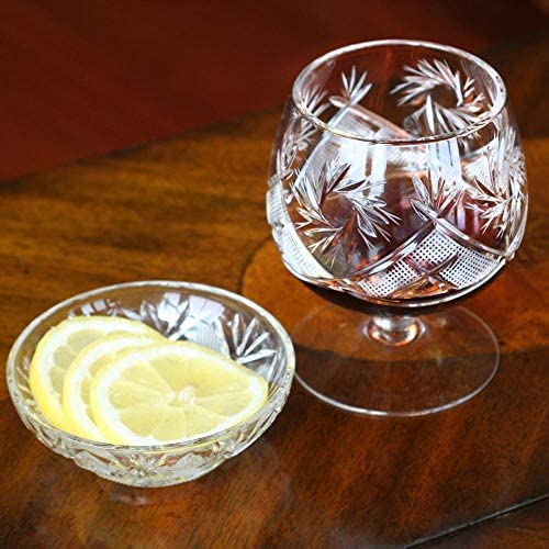 High end Mill Crystal Cut Cognac/Glass (Set 6) Clear