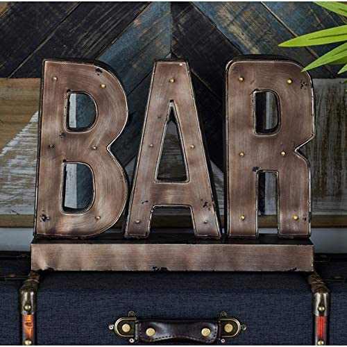 Metal Led Bar Sign Black Grey