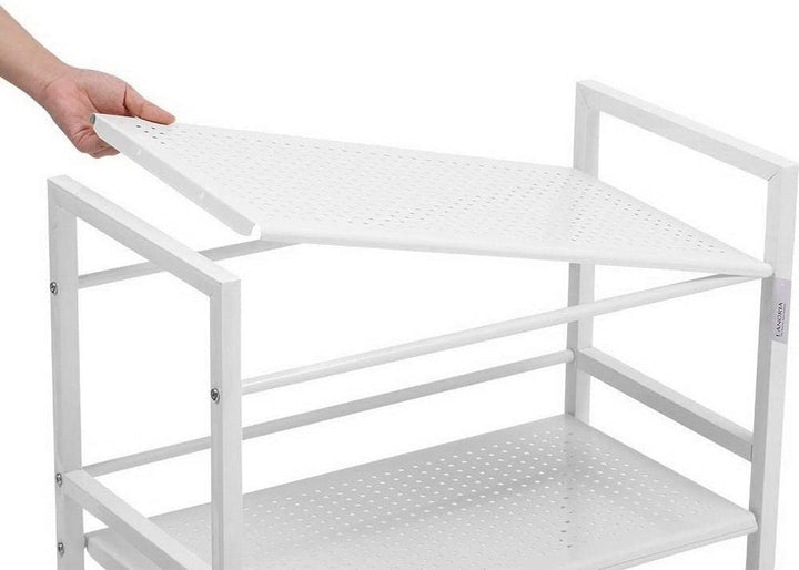 Widen 3 Tier Functional Rolling Kitchen Storage Cart Ivory White Modern Contemporary Iron Handmade - Diamond Home USA