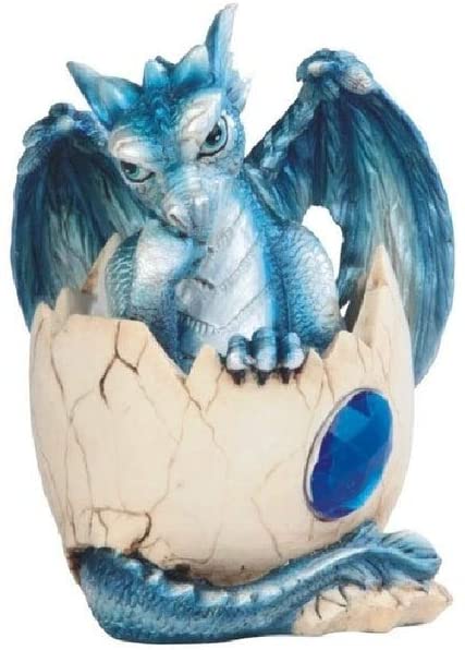 4" h Fantasy September Birthstone Blue Dragon Baby Egg