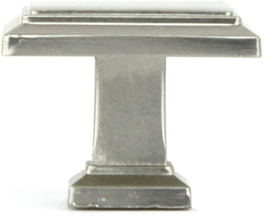 MISC Contemporary 1 1/4 inch Stainless Steel Brushed Nickel Finish Square Cabinet Bar Pull Knob (Case 10) Zinc