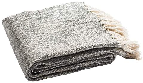 Metallic Throw Blanket Grey Solid Color Modern Contemporary Shabby Chic Victorian Cotton - Diamond Home USA