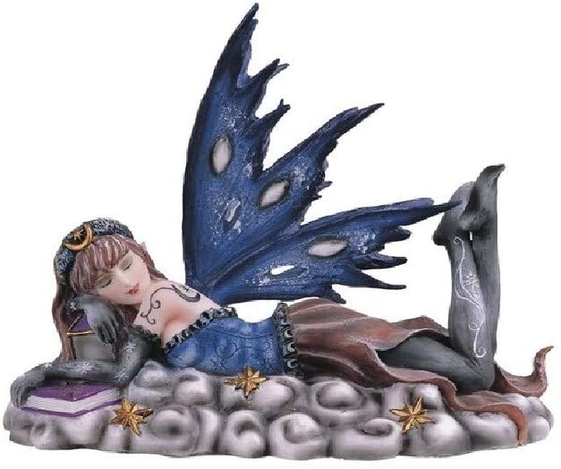 6" h Blue Moon Fairy Laying Clouds Stars Statue Fantasy