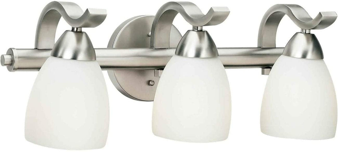 3 Light Brushed Nickel Vanity Light Satin Opal Glass