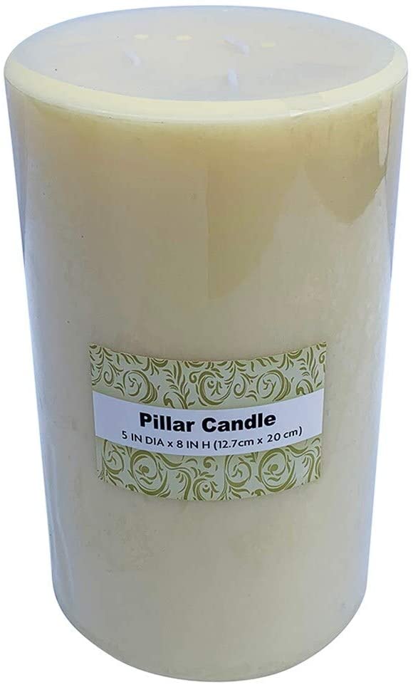 5 X 8 Inch Ivory Pillar Candle Set 4 White Wax Handmade - Diamond Home USA