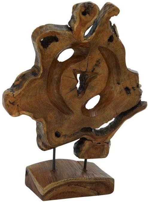 Teak Metal Sculpture (16'' X 19'') Brown Iron