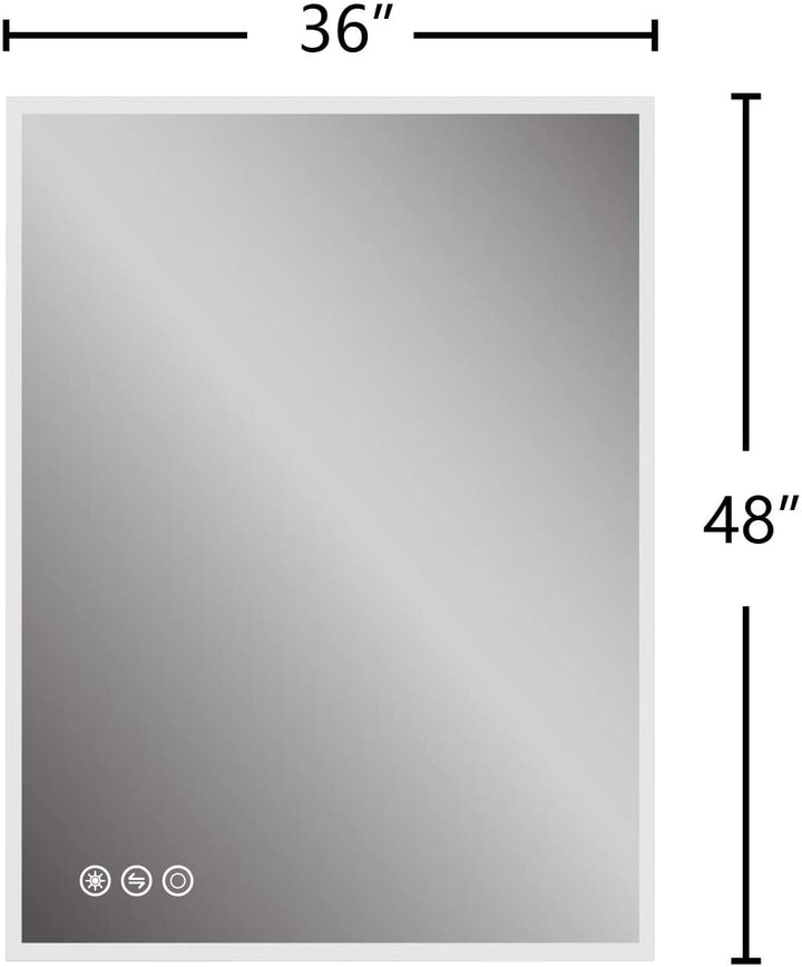 48 X 36 Inch Led Lighted Bathroom Wall Mounted Mirror 48"x36" Modern Contemporary Fog Free - Diamond Home USA