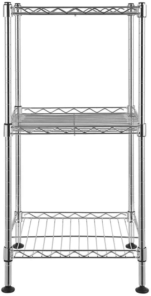 Household Kitchen Rack 3 Tier Steel Wire Shelving Tower Silver Modern Contemporary Handmade - Diamond Home USA