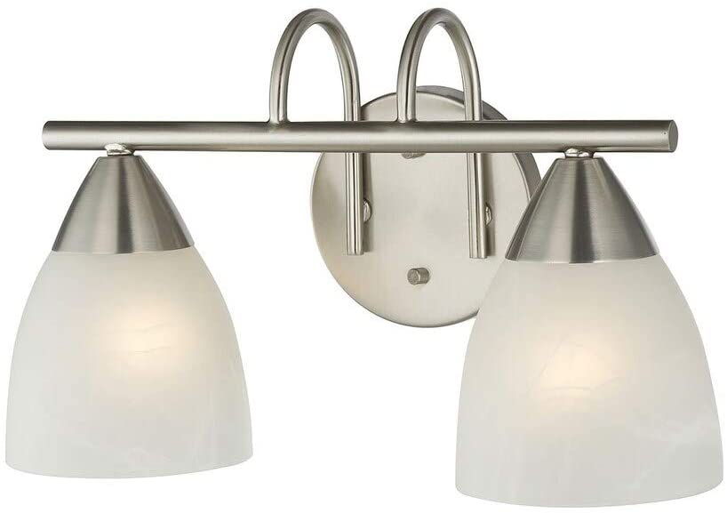 Swirl Glass Nickel Finish 2 Light Bath Vanity Light Metallic