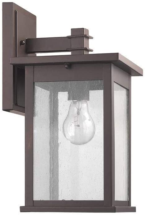 MISC Transitional 1 Light Rubbed Bronze Outdoor Wall Lantern Brown Aluminum Glass