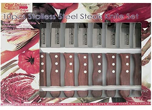 Steak Knife Set Metal Stainless Steel 1 Piece Dishwasher Safe - Diamond Home USA