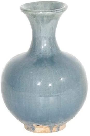 MISC Vintage Round Small Vase 9 Inch Tall Antique Green Ceramic