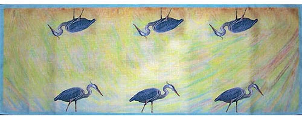 Blue Table Runner Color Modern Contemporary Polyester