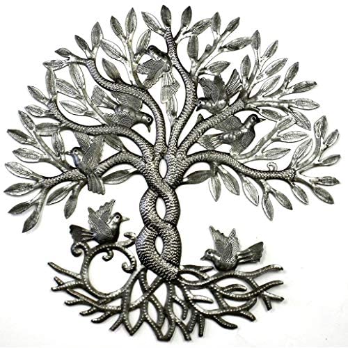 Handmade Entwined Tree Life Metal Wall Art (Haiti) Grey