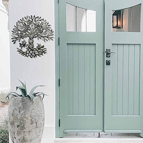 Handmade Entwined Tree Life Metal Wall Art (Haiti) Grey Bohemian Eclectic Industrial Steel - Diamond Home USA