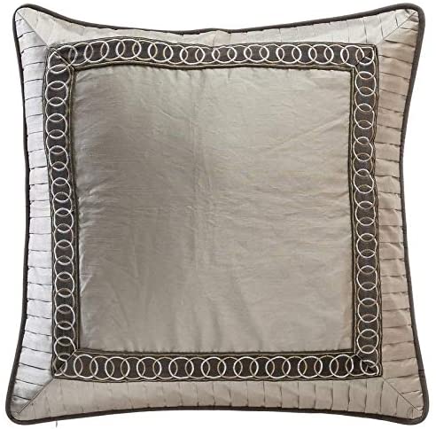 Pleated Embroidery Euro Pillow over White Solid olor Mid