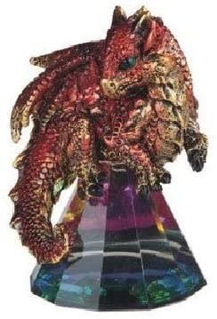 3 5" h Red Volcano Dragon Standing Pyramid Glass Statue