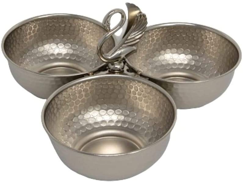 Swan Triple Bowl 8 5 X 8 4 5" Silver Metal 1