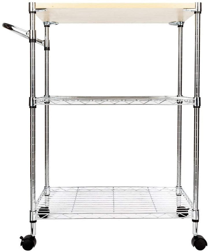 3 Tier Rolling Kitchen Trolley Cart Steel Storage Utility