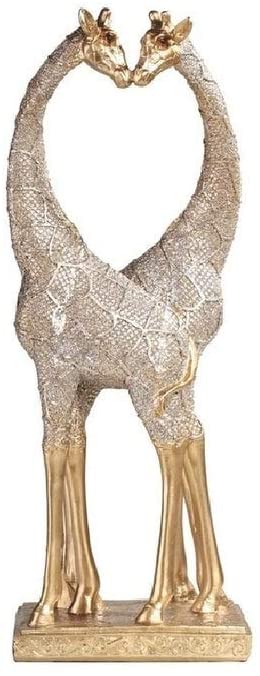 13 75" h Two Giraffes Couple Heart Shaped Figurine Gold