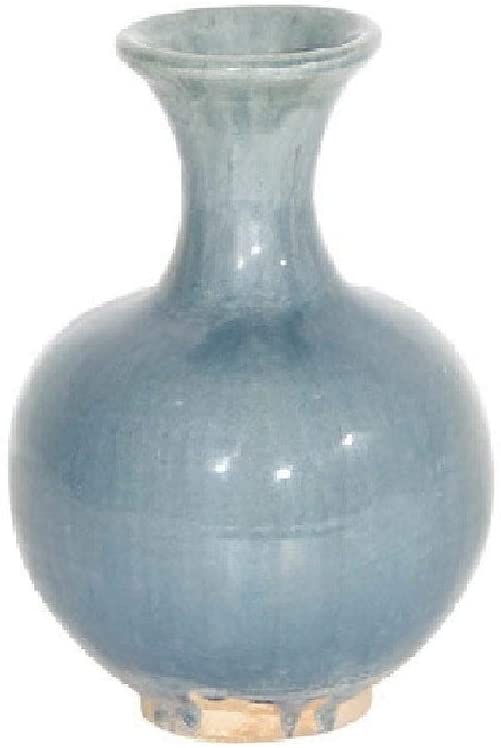 Vintage Round Small Vase 9 Inch Tall Antique Green