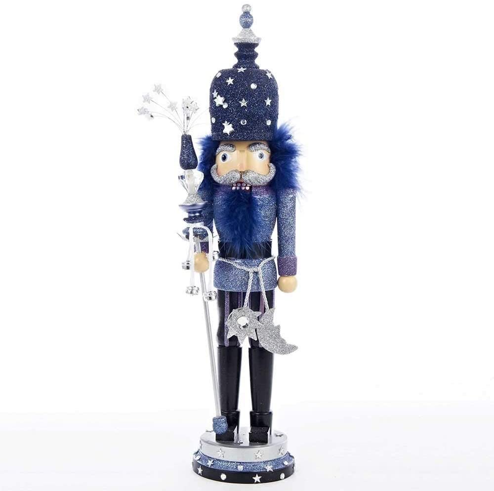 19 inch Hollywood Night Stars Nutcracker Blue Wood - Diamond Home USA