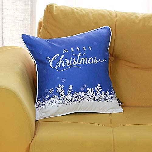 Christmas Snow Blue Printed Throw Pillow Cover Gift