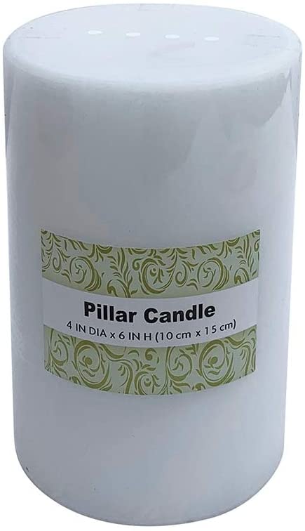 4 X 6 Inch White Pillar Candles Set 12 Wax Handmade - Diamond Home USA