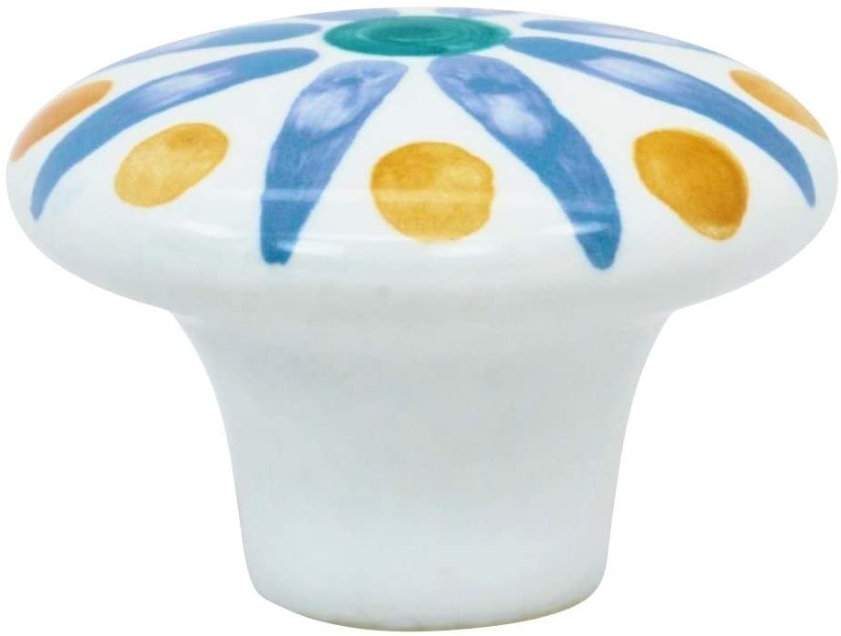 5 Pack Boho Blossom Blue Flower Cabinet Knob 1 15/32"