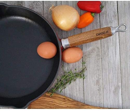 10 inch Red French Enameled Cast Iron Fry Pan Wooden Handle Metal - Diamond Home USA