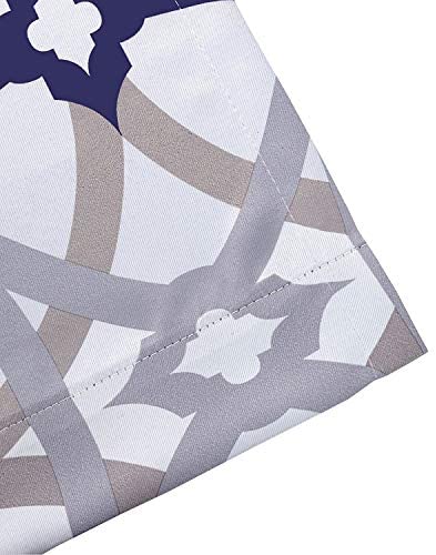 Spiral Geo Trellis Pattern Window Curtain Valance Rod Pocket Pair 52" Width X 18" Length Grey Navy Mid Century Modern Contemporary Polyester - Diamond Home USA