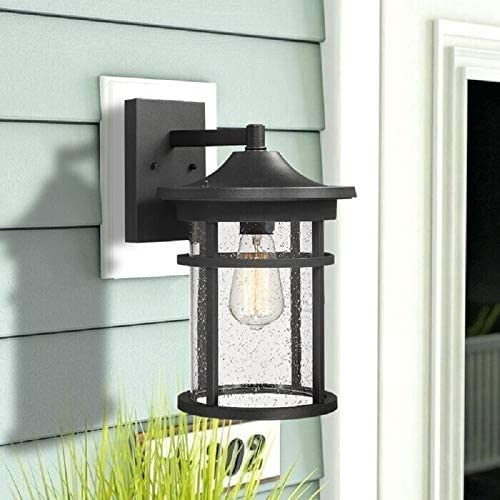 MISC 1 Light Wall Sconce Mounted Lightseeded Glass Shade Aluminum Black